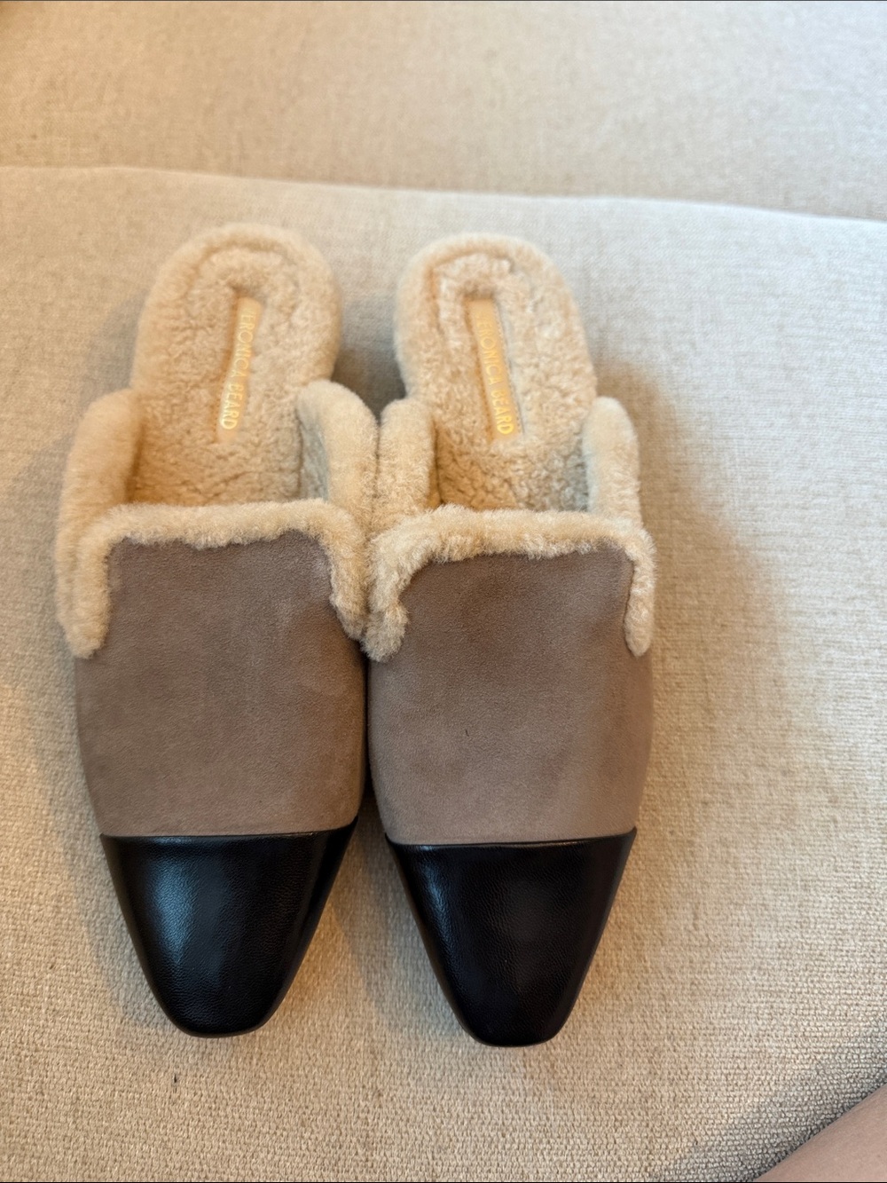 Veronica Beard Cecile Cap Toe Shearling Slides- size 7.5 - Picture 1 of 4